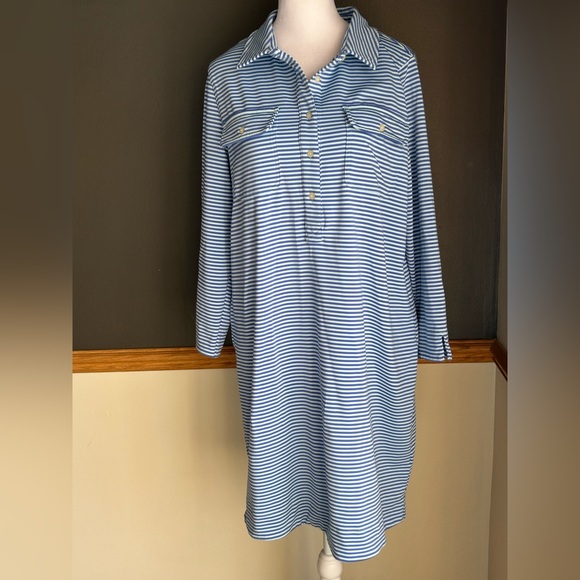 Vineyard Vines Dresses & Skirts - Vineyard Vines Margo Striped Shirt Dress Stretch Size Large Blue